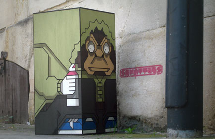 The Banksy Squattie character in plywood